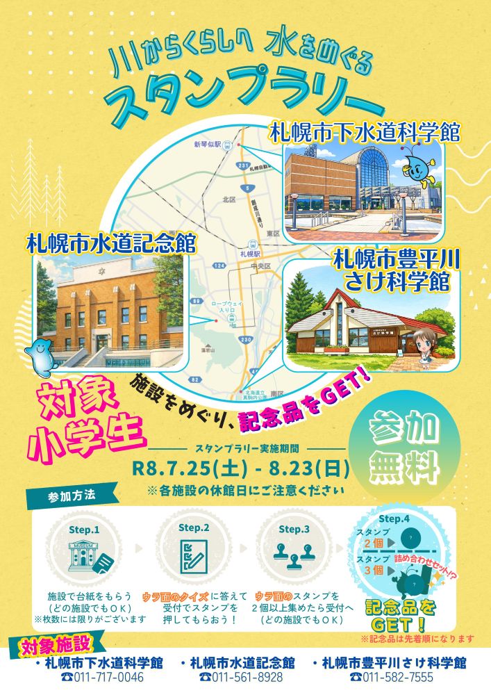 水循環施設をめぐるスタンプラリーのイメージ
